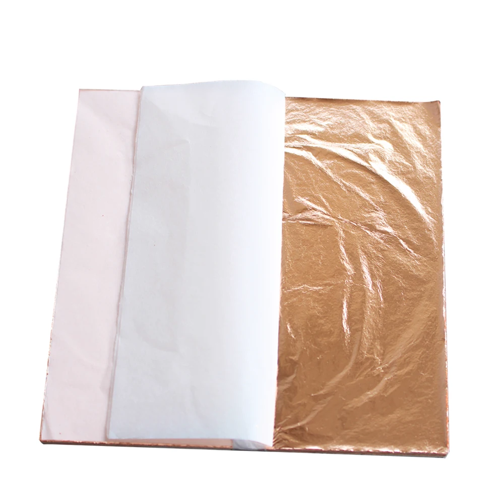 Color 0 , imitation gold leaf ,100%copper foil sheets 100 leaves per pack  – 14 x 14 cm – for gilding – art work, gilding work