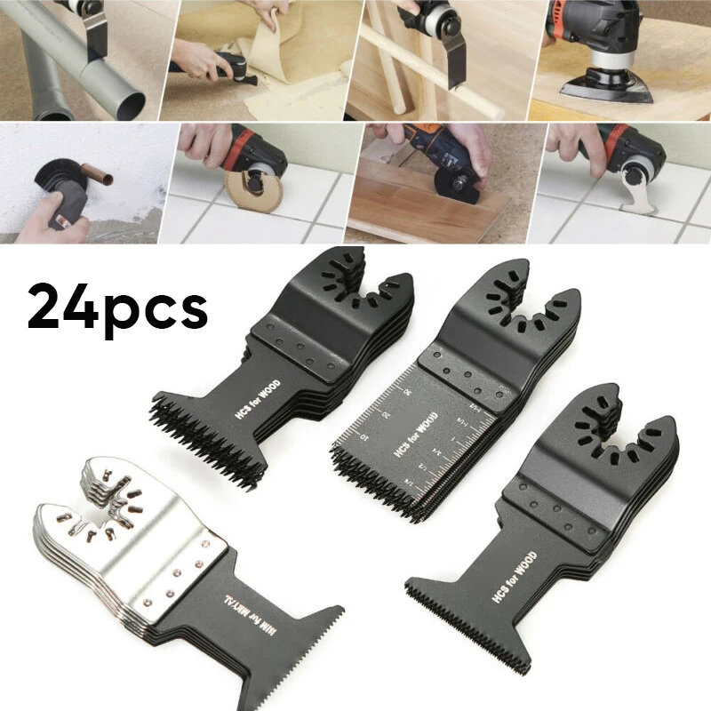 

Tool Saw Blades Accessory Kit Carpet Wood Plastics 24pcs High Carbon Steel Bi Metal