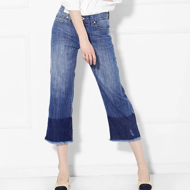 Hot!! Retro Style Women Gradient Wide Leg tassel Crop