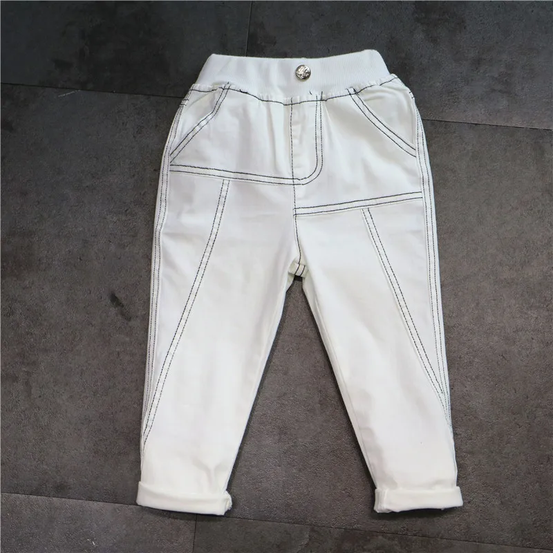 Новые модные весенне-осенние легкие джинсы для маленьких мальчиков, одежда детские брюки для детей 2-6 лет