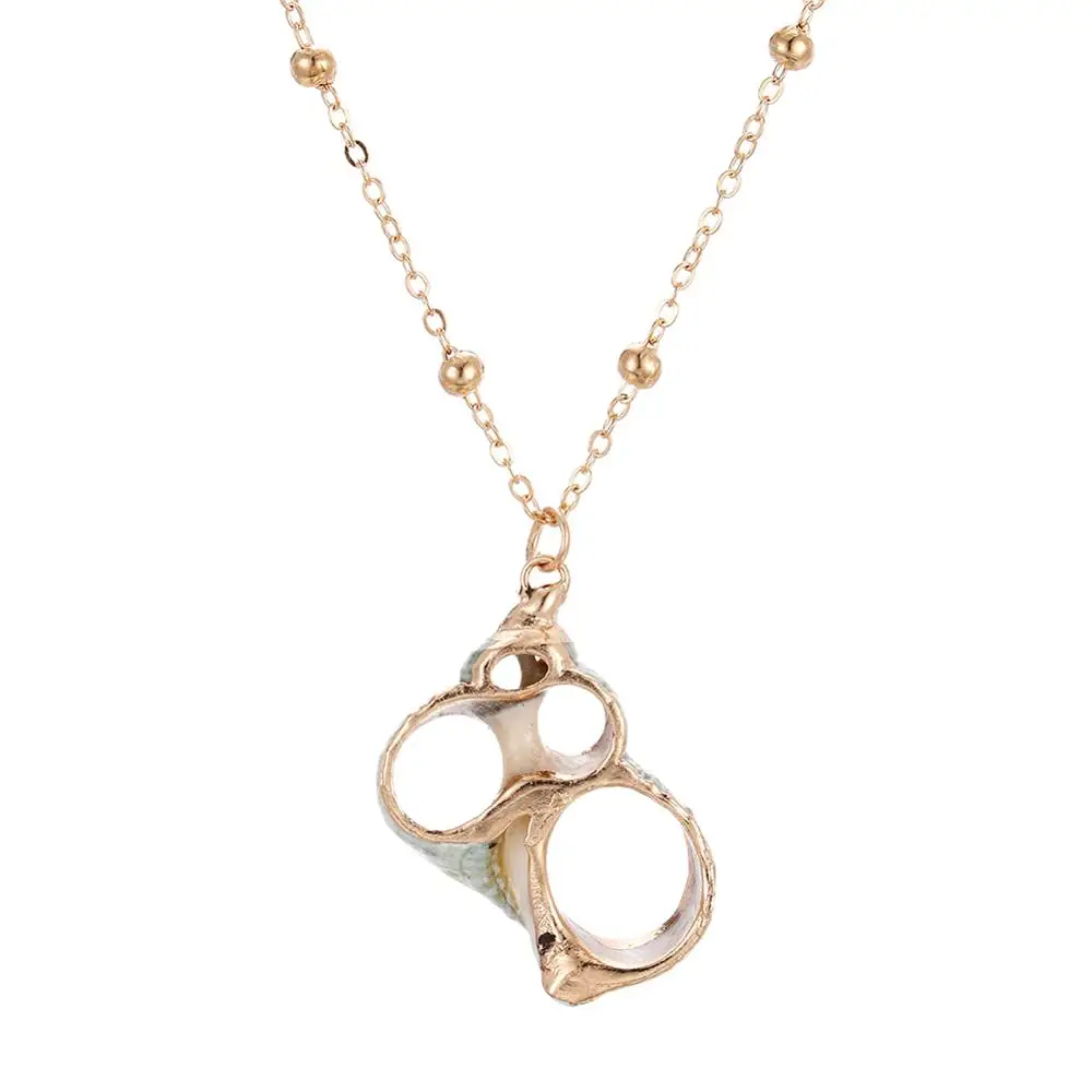 Модный богемный кулон в виде ракушки, ожерелье, натуральное золото, каури, цепочка для женщин, друг, морская раковина, уникальный подарок, ожерелье, ювелирное изделие - Окраска металла: 4 circle