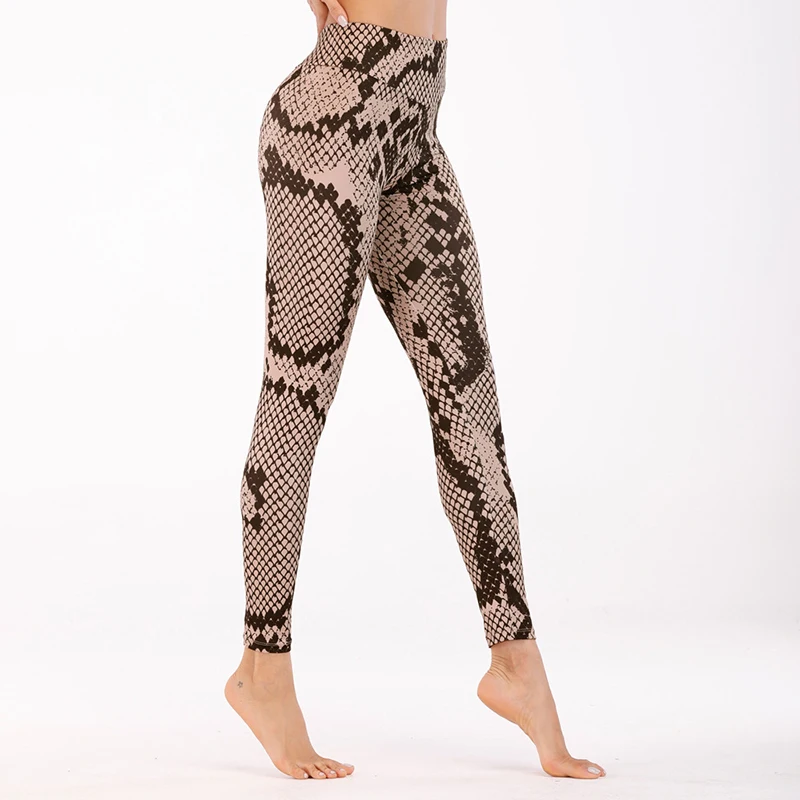 Леопардовые леггинсы со змеиным рисунком женские штаны для фитнеса Femenina Pantalones