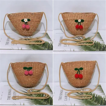 

2019 Brand New Style Women Straw Storage Grocery Eco Bag Friendly Strawberry Reusable Shopping Tote