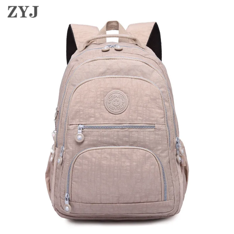 

ZYJ Washed Nylon Travel Casual School Backpack Bolsa Unisex Soft Winkled Cloth Student Laptop Backpack Daypack Mochila
