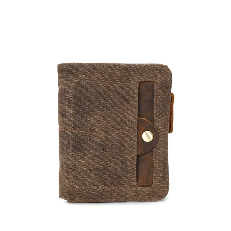 

New Men's Canvas Cotton Purse Short Zipper Around Student Mini Wallet Hand Bag Zip Coin Pocket Card Holders