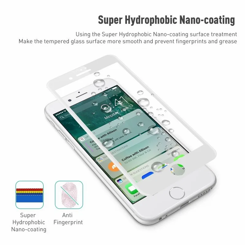 Ascromy For iPhone 7 Screen Protector 4d Curved Full Cover Tempered Glass ScreenProtector Film 3D For iPhone 8 Plus 6 S 6S X 10 (4)