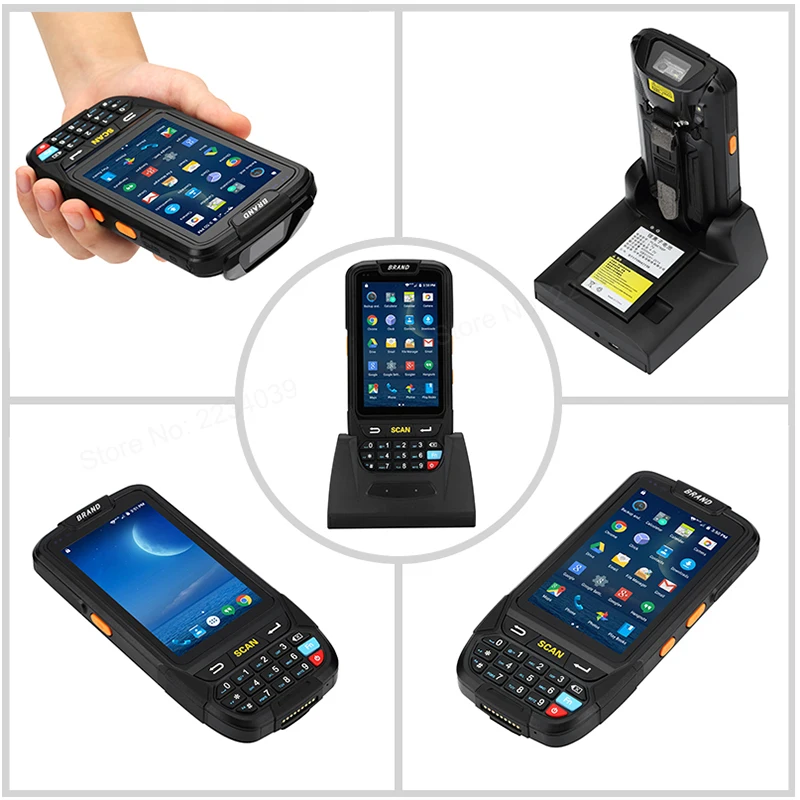 Android 7.0 Handheld pos terminal with NFC UHF RFID reader memory 4 inch large screen Data Terminal 1D,2D Laser Barcode Scanner barcode scanner