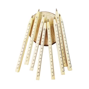 

50 Pcs/lot Simple Useful Square Wooden Ball Pen With Ruler Convenient Practical Stationery A fancy Little Gift Party Favors