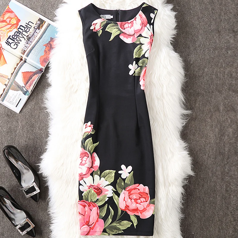 ALABIFU женское летнее платье, большие размеры 3XL 4XL, сексуальное винтажное элегантное цветочное вечернее платье, офисное облегающее платье-карандаш - Цвет: 45
