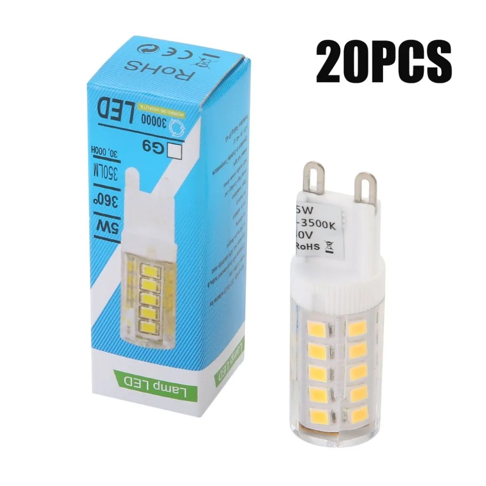 

20pcs/set G9 LED Light Bulbs AC 230V 5W Mini LED Bulbs 360 Degree Lighting Halogen Lamp Bulbs for Chandelier Ceiling Lamp