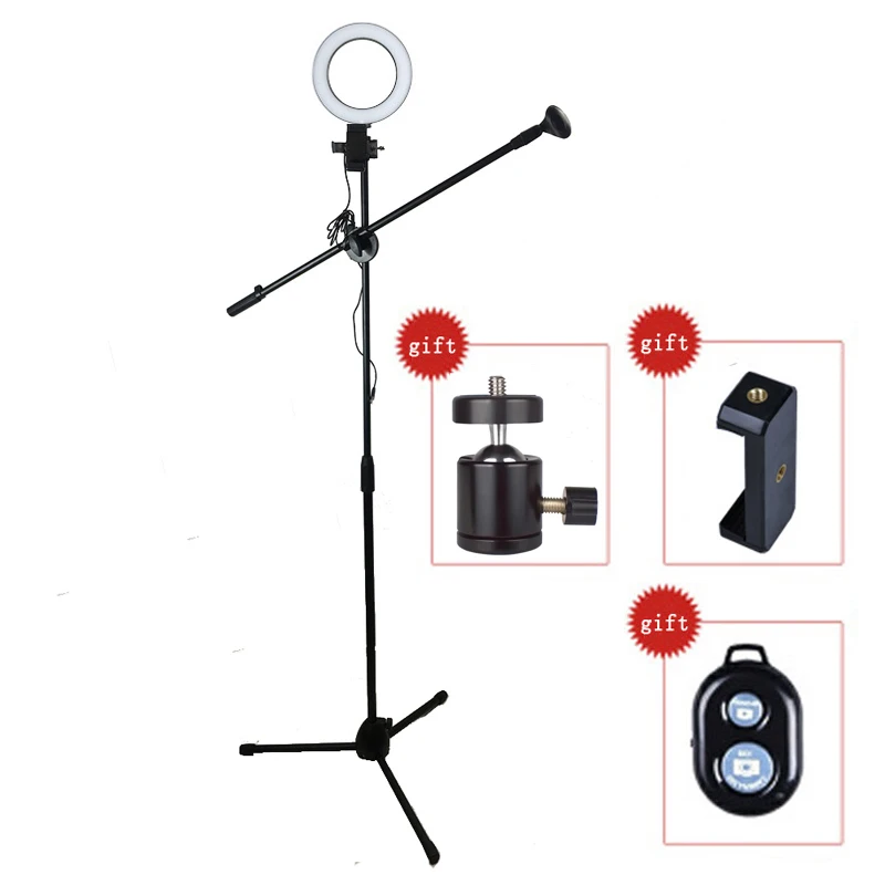 Красивый светодиодный светильник с регулируемой яркостью, кольцевая лампа+ регулируемый кронштейн для фотосъемки телефона+ кронштейн для фото-и видеостудии