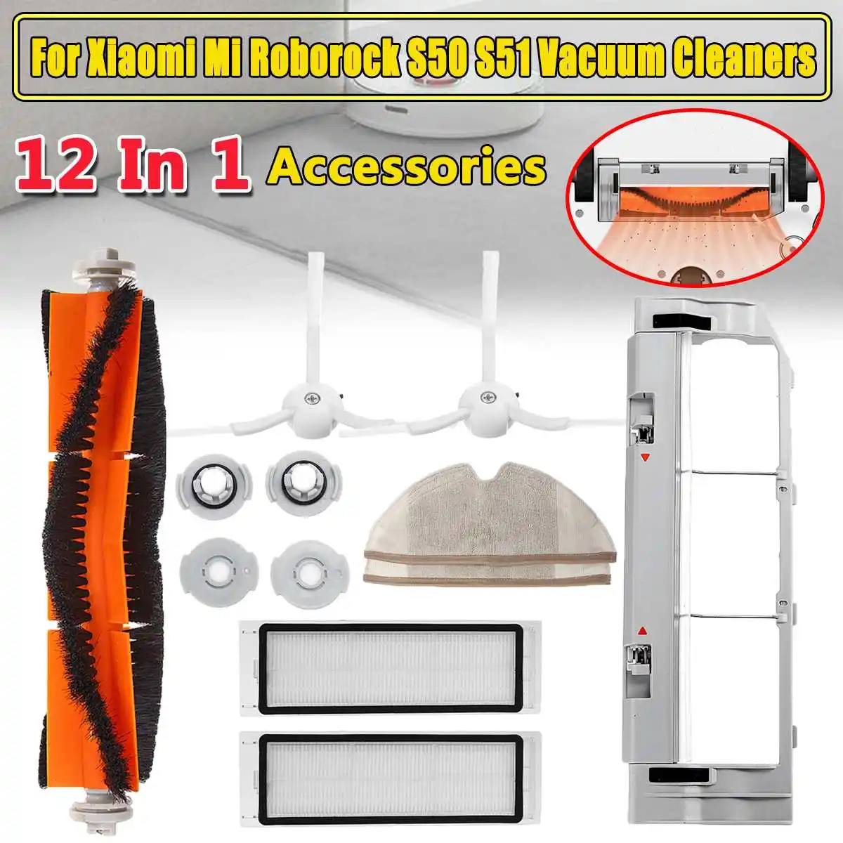 

For Roborock S50 S51 S55 for Xiaomi MI Robot Vacuum Cleaner Spare Parts Kits HEPA Filter Main Brush Side Brush Mop Cloths