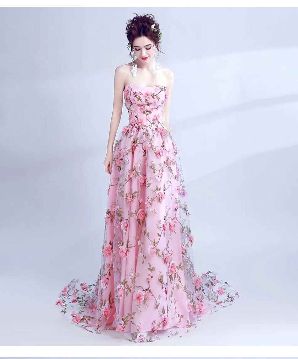 116 длинное вечернее платье Новое поступление Формальные платья Элегантное Вечернее Платье с розовыми цветами