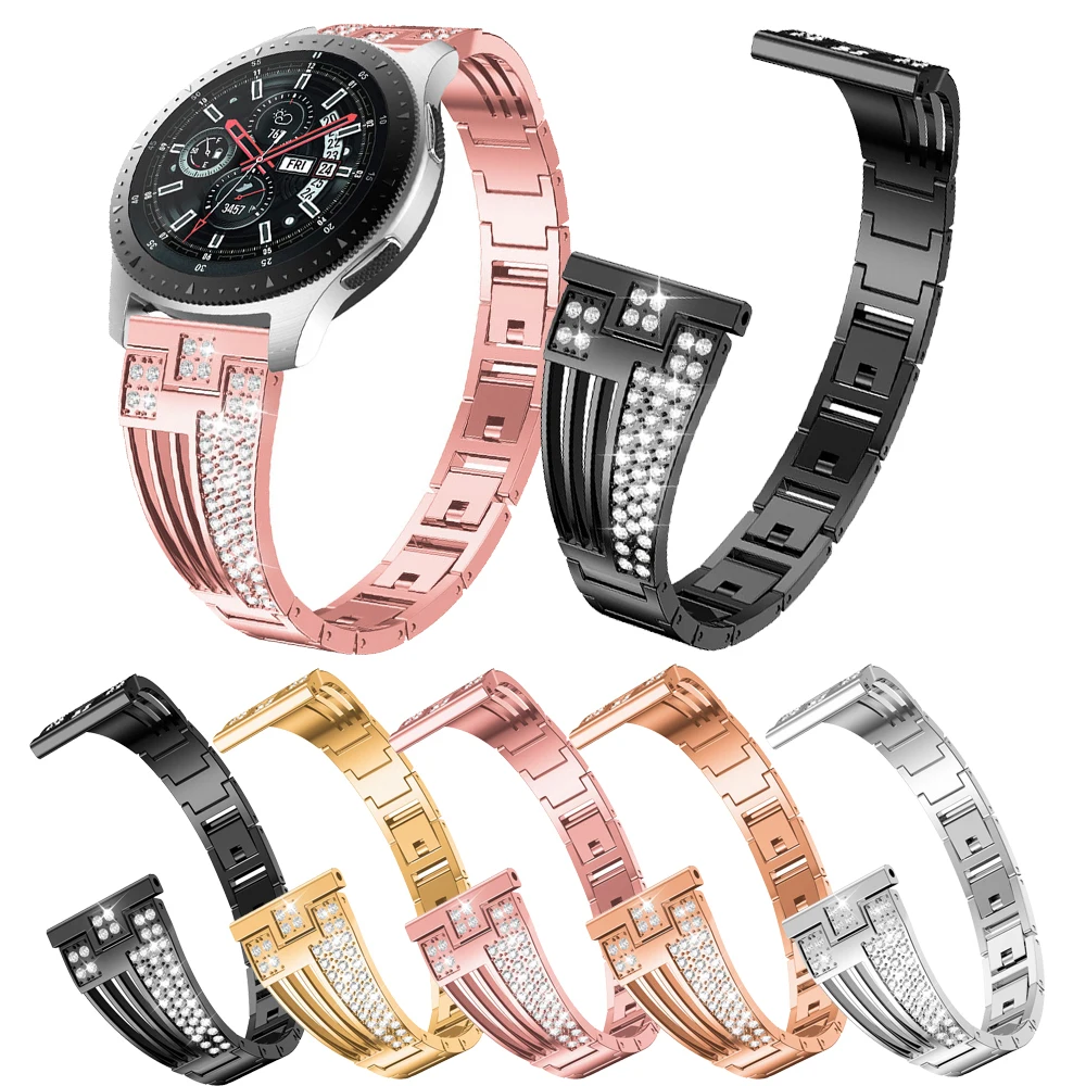 

Stainless Steel 22mm Watch Band For Xiaomi Huami Amazfit Stratos Pace 2 / 2S Strap Alloy Metal Replacement Rhinestone Bracelet