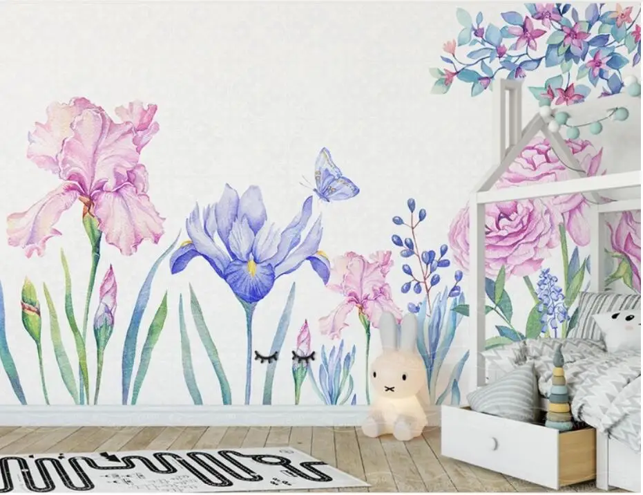 

3D Orchid Flower Wallpaper Mural Home Wall Murals Decals for Living Room Bedroom Hand Painting Printed Photo Floral Wallpapers