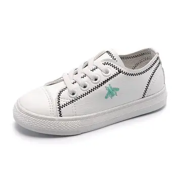 

Kids sneakers 2019 Spring new boys girls casual white shoes Wild low-top children fashion PU waterproof outdoor student shoes