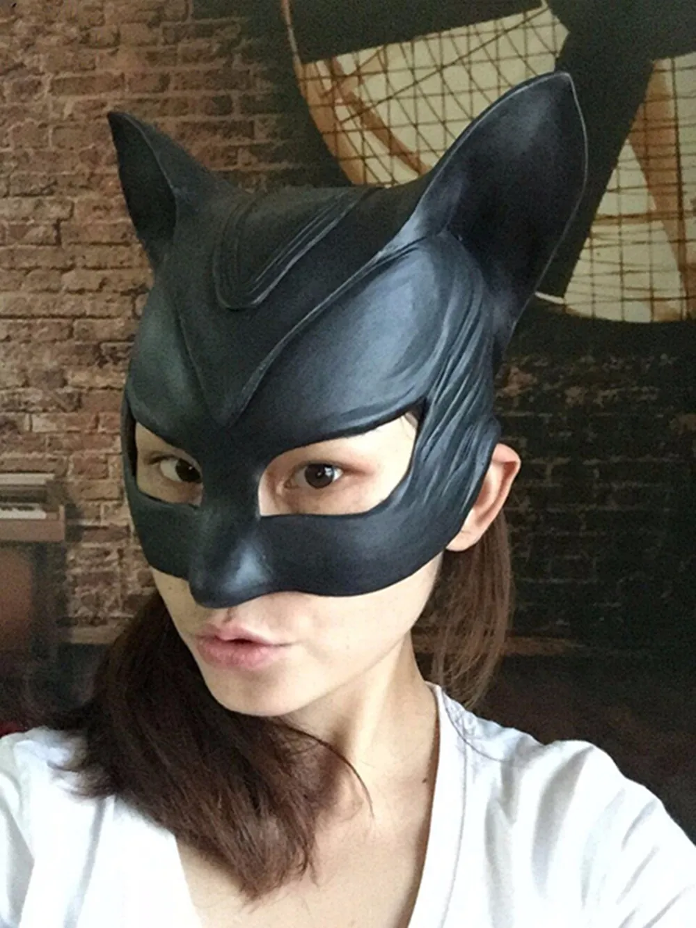 

Catwoman Mask Batman Cosplay Latex Helmet Halloween Adult Party Christmas Costume Props