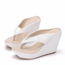 Casual Women Slippers White Sandals Flip Flops Summer Beach Shoes Woman Comfortable Soft Thick Bottom Wedges Shoes XY-A0132 suihyung women shoes 2018 new summer female flats beach slippers flip flops flowers thick bottom woman casual wedges slippers