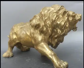 

6390<<++13" China Chinese Folk Feng Shui Brass Ferocious Lion Animal Statue Sculpture