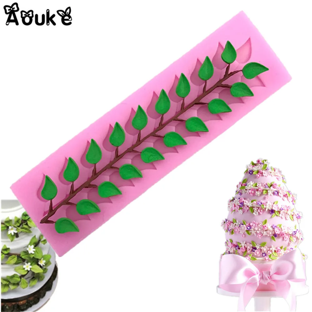 

Branches Leaves Shape Cake Decoration Silicone Mold Chocolate Fondant Molds Embossed Pudding Mould DIY Kitchen Baking Tools G001