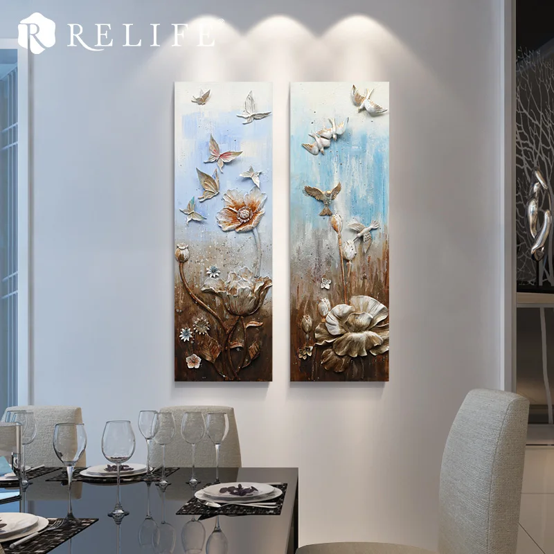 

100% Handpainted Decorative Triptych Room Wall Art Nordic Unframed Flower Paintings