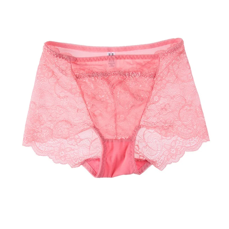 Сексуальные кружевные стринги с высокой талией и цветочным принтом, прозрачные женские бесшовные трусы, размеры M/L/XL - Цвет: light pink
