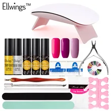 Ellwings гель-маникюр, Полировка Ногтей Набор домашнего использования 6 Вт лампа пониженного напряжения и 3 цвета УФ гель-основа под лак набор инструментов