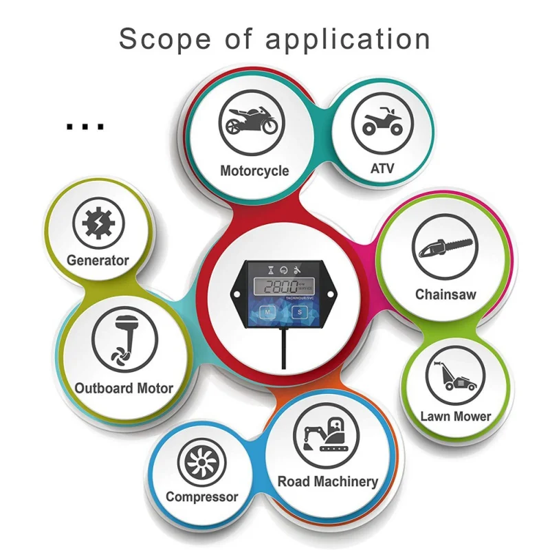 Самостоятельный двигатель цифровой обслуживания Тахометр Счетчик часов для газон генератор косилки для кроссового мотоцикла