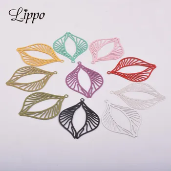 

50pcs AB1805 37*26mm Brass Filigree Charms Necklace Bracelet Earring Pendants Connectors fermoirs pour fabrication bijoux