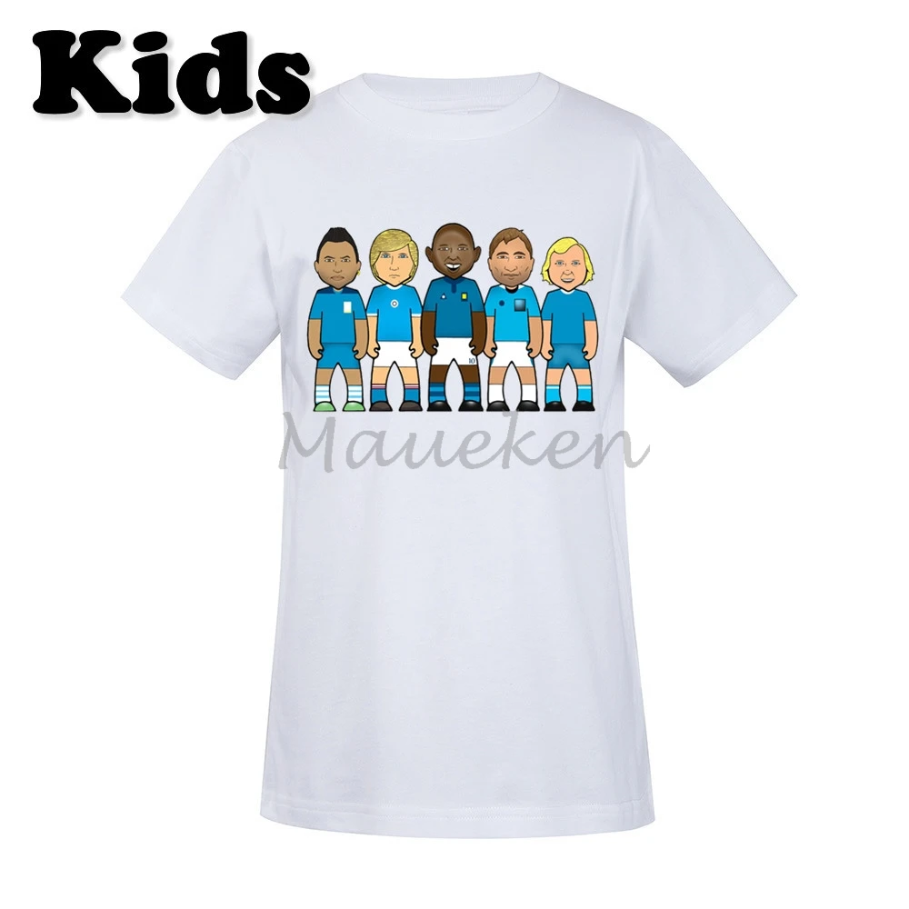 

Kids T-shirt Blue Moon Legends Sergio Aguero Alan Oakes Colin Bell Frank Swift Manchester Youth boys girl tshirt tee