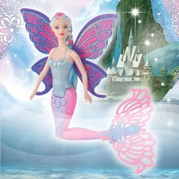 

New 15Inch Fashion Swimming Mermaid Doll Moxie Girls Magic Anna Elsa Mermaid Doll With Butterfly Wing Toy For Girl's Xmas Gifts