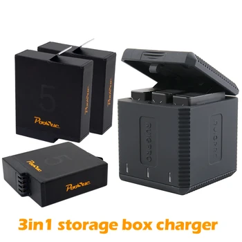 

batterie for gopro7 Go Pro Hero 5 hero6 hero 7 hero 8 and 3-Slot charger Charging box 3 battery case for gopro hero 6 battery