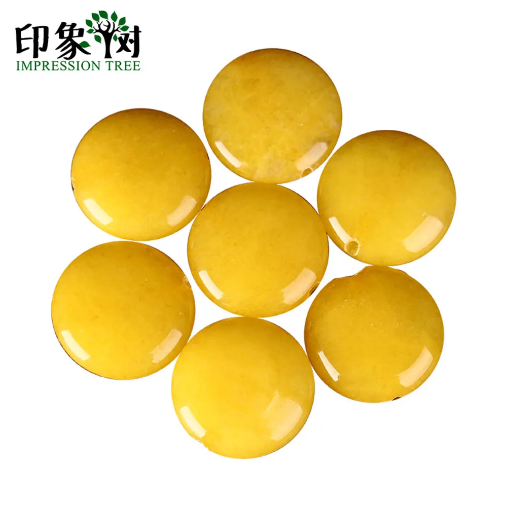 

Yellow Jad e Flat Shape Spacer Bead AAAAA Grade 16mm Natural Coin Shape Gem Bead Spacer Necklace Fit For DIY Jewelry Making 1817