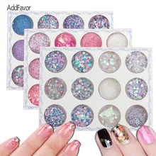 AddFavor 12 цветов блестка для ногтей лазерные осколки Маникюрный Инструмент для украшения ногтей порошок DIY салон Шарм фольга Вспышка блеск для ногтей