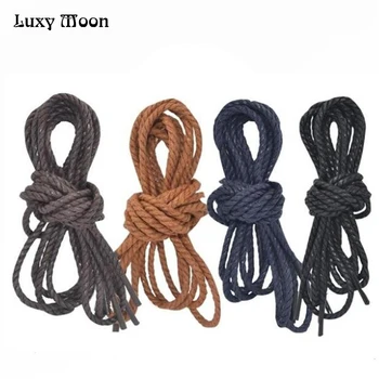 

Luxy 4 pairs Waxed Cotton Round Shoelaces faux Leather Waterproof Shoe Laces Men Women Martin Boots Shoelace Shoestring String