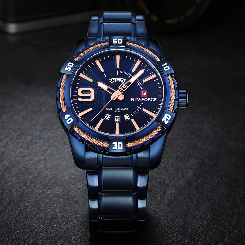 NAVIFORCE Fashion Casual Brand Waterproof Quartz Watch Men Military Stainless Steel Sports Watches Man Clock Relogio Masculino