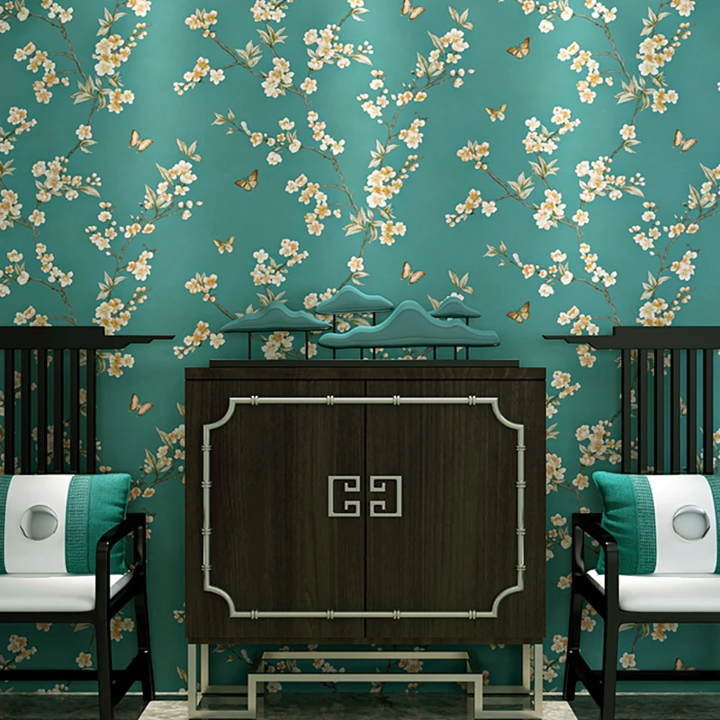 American Style Rustic Blue Wallpaper Roll Vintage Floral Non-woven Butterfly Wall Paper Bedroom Wallpapers Flower Wall Decals 3D American Style Rustic Blue Wallpaper Roll Vintage Floral Non-woven Butterfly Wall Paper Bedroom Wallpapers Flower Wall Decals 3D