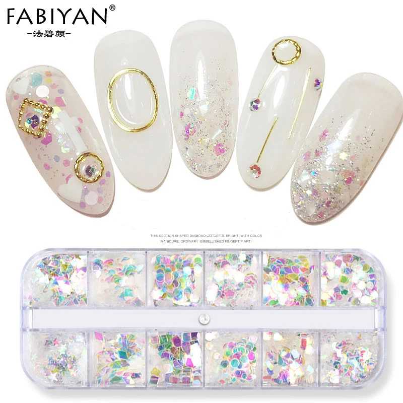 

Glitter Sequins Flake Holographic Nail Art Transparent Mixed Shape AB Color Tips Decoartion Paillette DIY Manicure UV Gel Polish