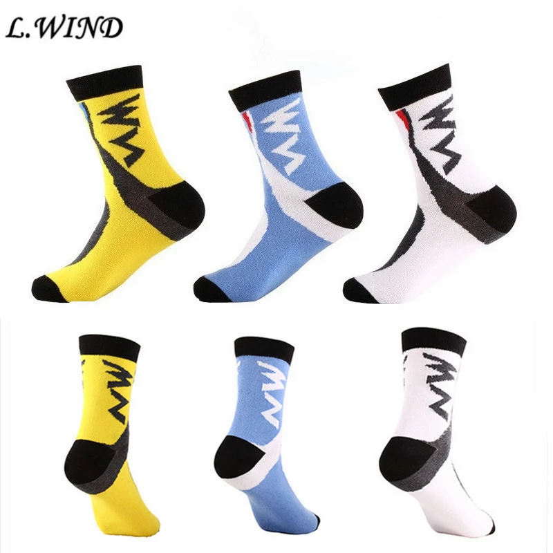

Sports Spring Summer Cycling Socks Runing Basketball Soccer White Yellow Blue Socks Soft Breathable Deodorant Cycling Socks S328