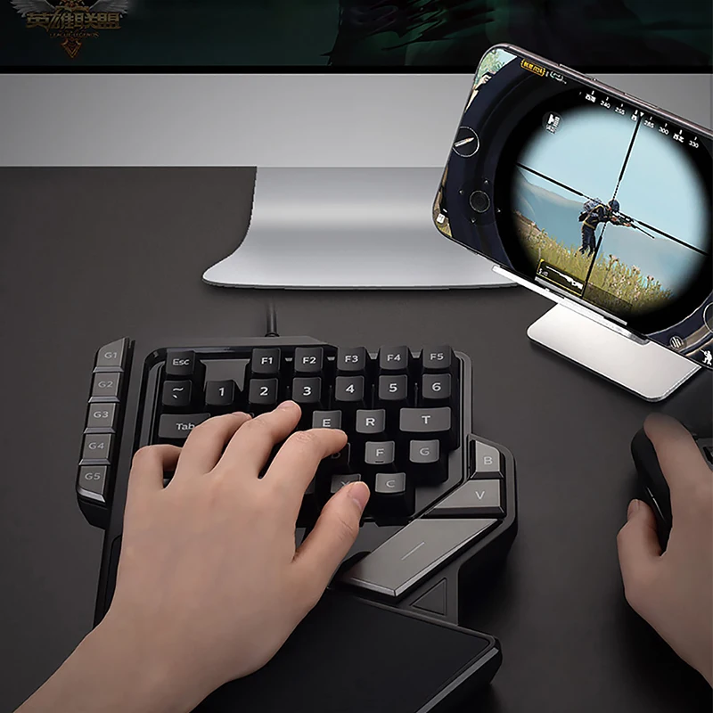 AULA Single Hand Keyboard Wired Keypad 7 Colors RGB Backlight for Desktop Laptop Phone Mini One-hand Gamer Gaming keyboard #2062