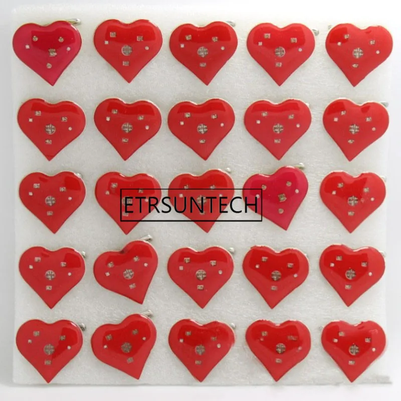 

500pcs LED Light Brooches Pin Heart Led Glwoing Badge Brooches Toy For Night Party Wedding Supplies Kids Gift