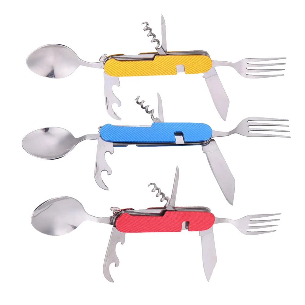 3 In 1 Camping Utensil Stainless Steel Fork Knife Spoon Set Portable
