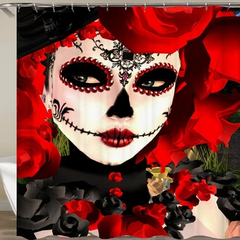 

180X180 CM Bathroom Shower Curtain Halloween Waterproof Polyester Shower Window Curtain With 12 Hooks