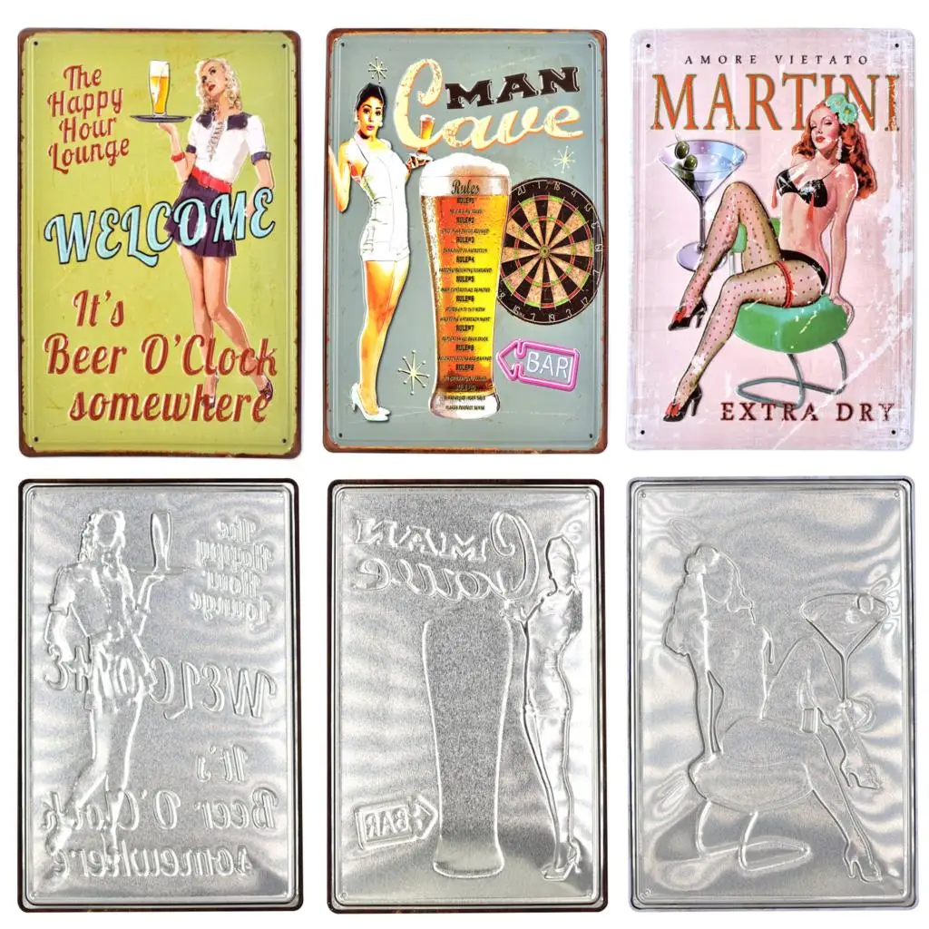 

Beer Martini Girl 3D Metal Sign Fashion Metal Tin Sign Vintage Home Decor 3D Tin Sign Retro Metal Plaque Classic Metal Plate