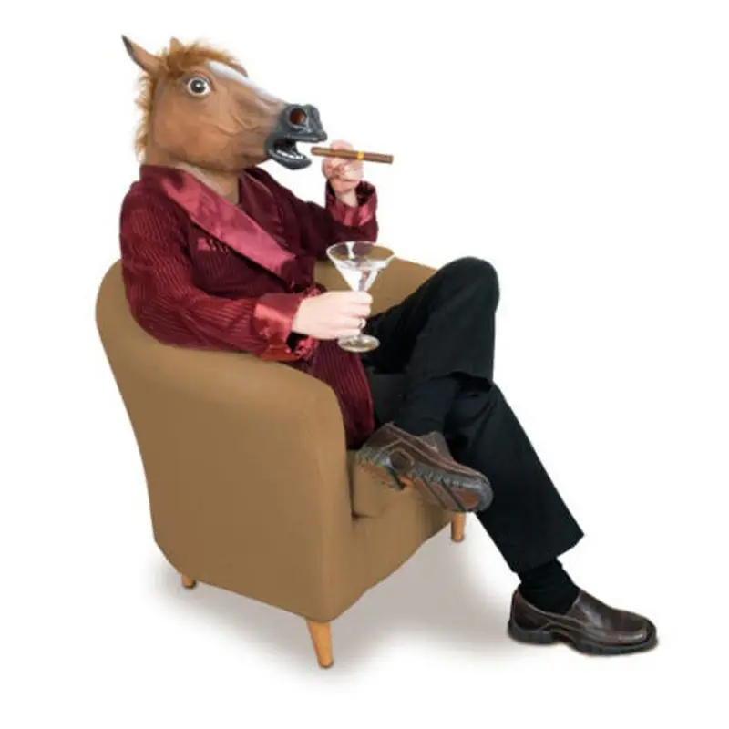 Hot Selling Brown/white/black Horse Head Novelty Latex Rubber Horse