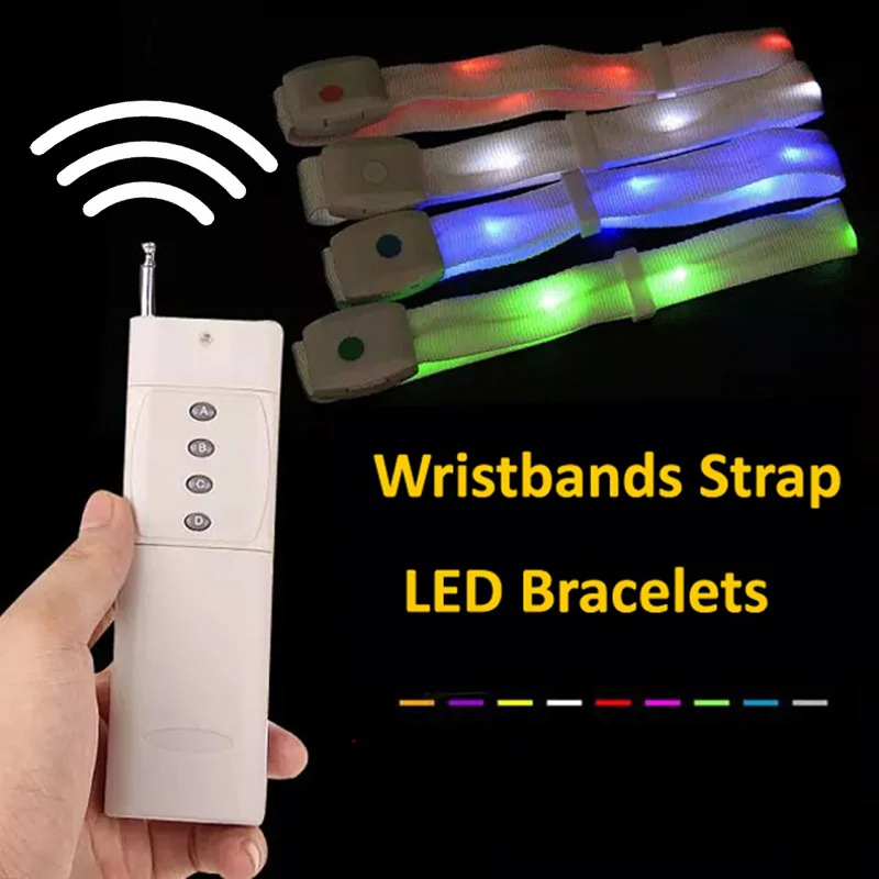 

Fashion Led Bracelet With Remote Control Glowing Wristbands Strap Bracelet Nylon Bangles Bracelets for Party Event Decor 50pcs