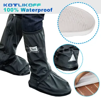 

Motorcycle Waterproof Rain Shoes Covers Thicker Scootor Non-slip Boots Covers 100% Waterproof Adjusting Tightness