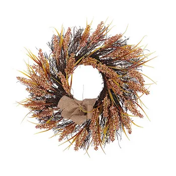 

Autumn Grain Wreath Artificial Flower Front Door Wedding Wall Home Decor Thanksgiving Decoration Wreath Wheat Ear Grain Harvest