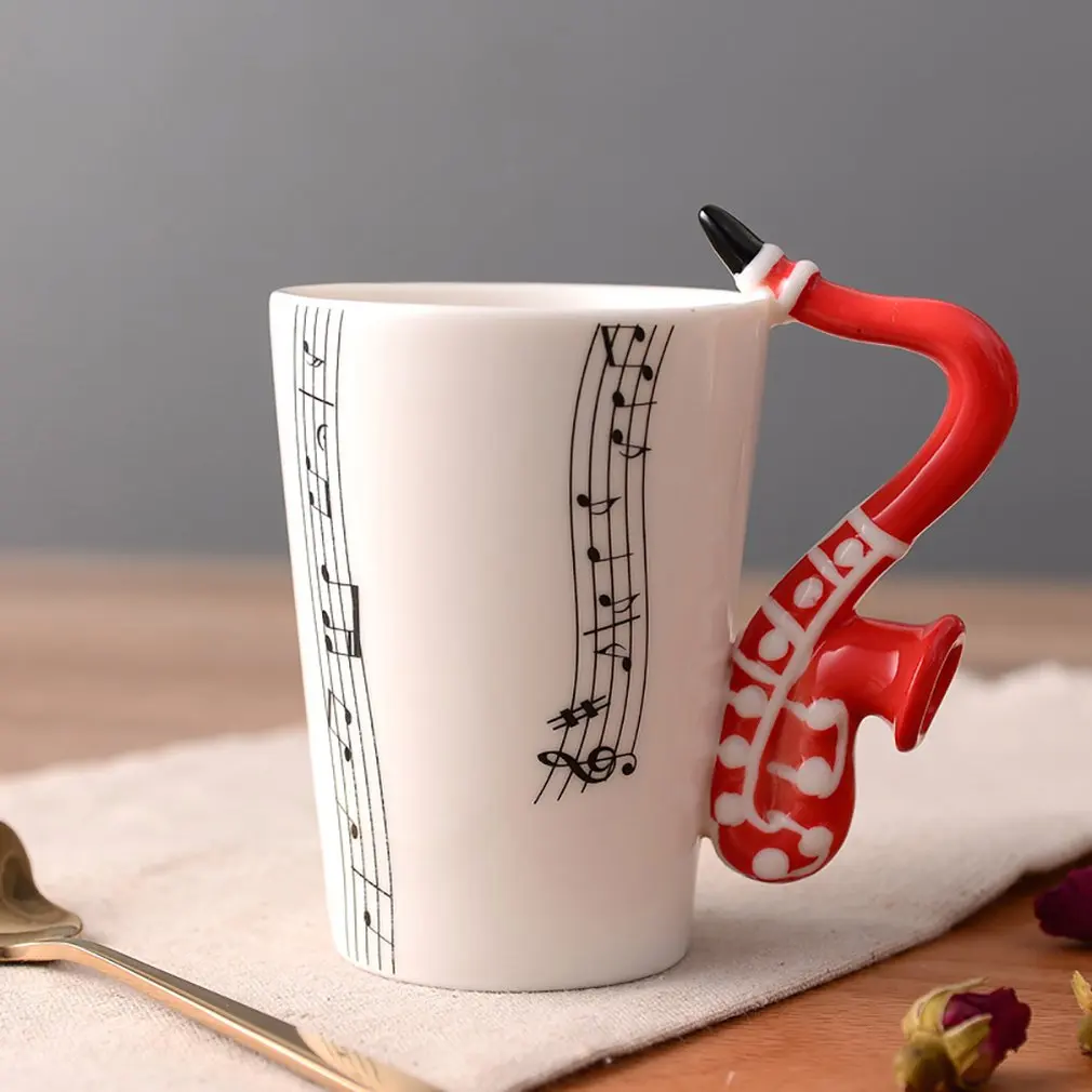 Гитара керамическая кружка чашка персональная музыкальная нота молоко сок лимон кружка кофе чай горячая питьевая чашка домашний офис посуда для напитков - Цвет: Pattern 24
