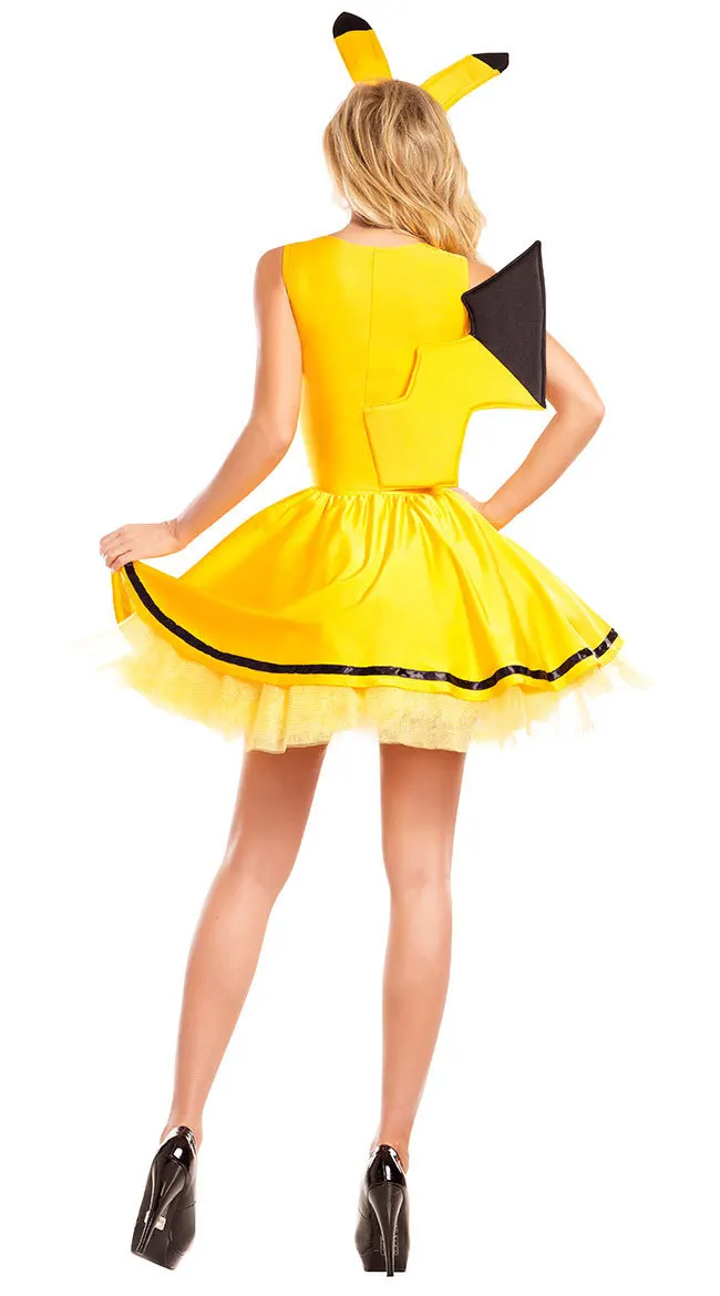 Pokemon Pikachu Costume Dress for Women - Yellow Mini Dress for Hen Parties, Holidays, Book Week, and Cosplay image 2